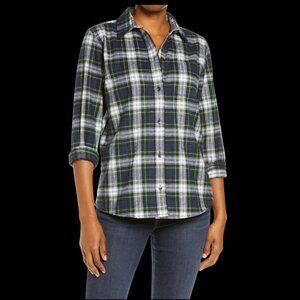 L.L. Bean | Scotch Plaid 100% Cotton Flannel Button Up Long Sleeve Shirt